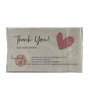NEW - Thank You Cards - Handmade With Love - Pink‎ - 3.5"x2" - 30 Pieces